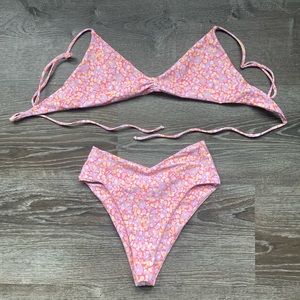 Pink floral bikini from Skatie swim.